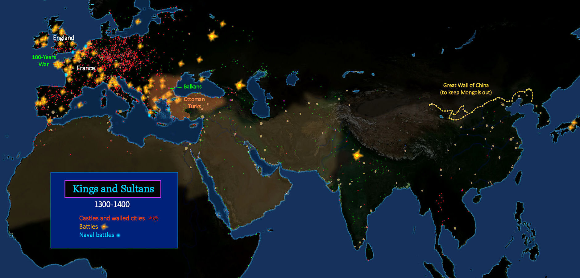 Conflict and castles, 1300-1400 map